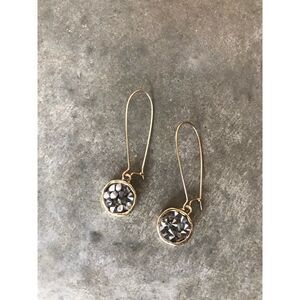 Druzy Quartz Silver Gold Drop Earrings